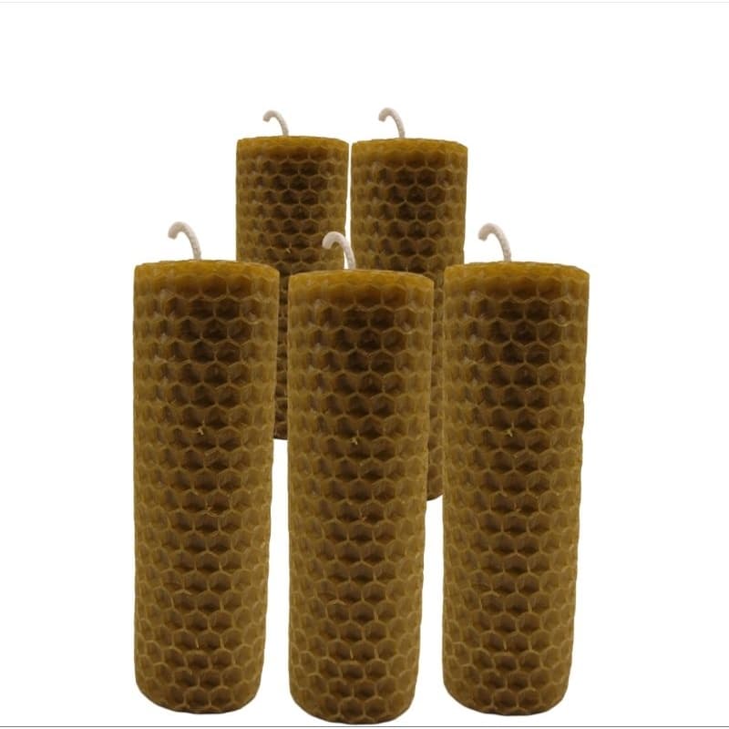 Kit 5 Velas de cera de Abelha Artesanal 3x10cm
