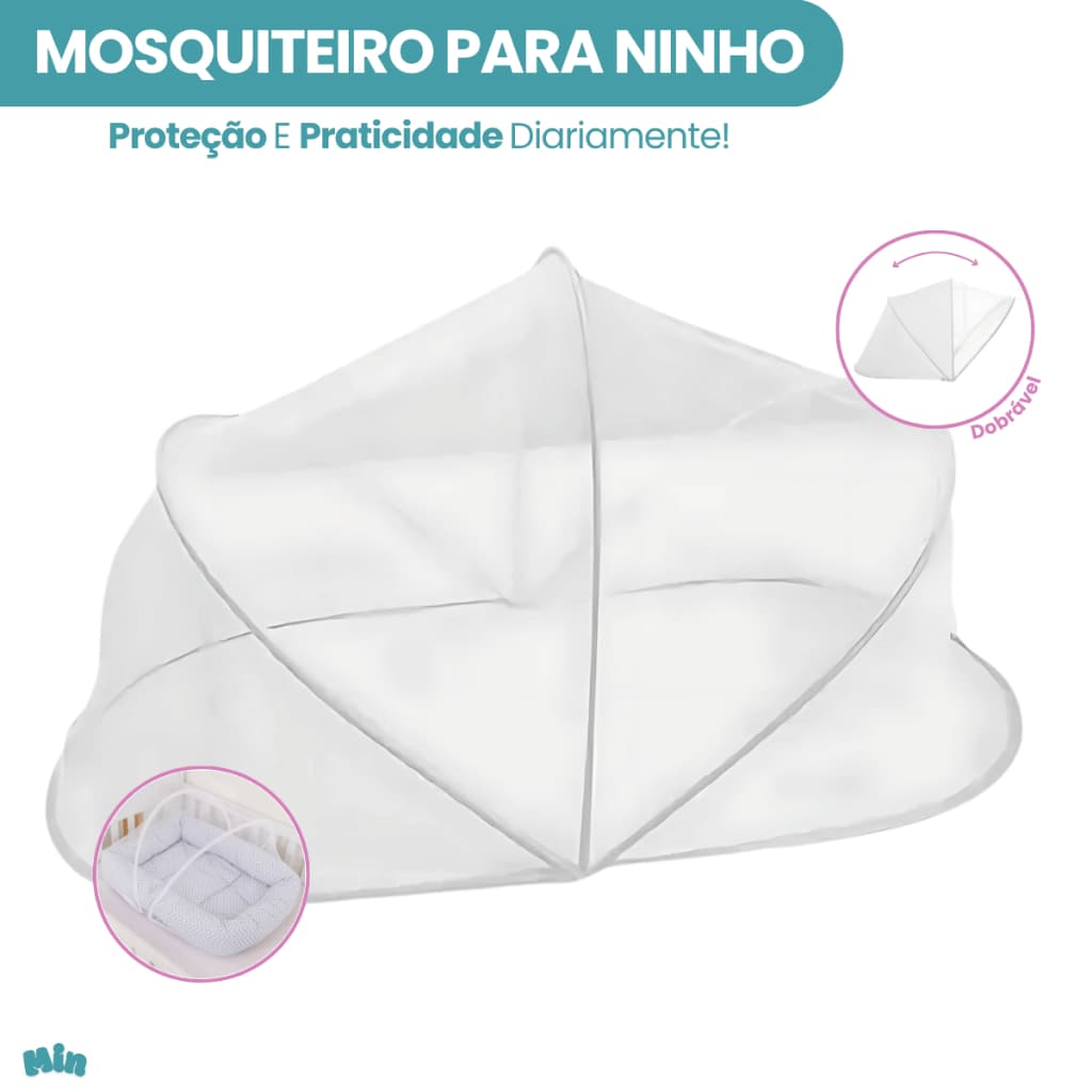 Mosquiteiro para Ninho Redutor de Berço Branco Avulso Universal Tule Proteção