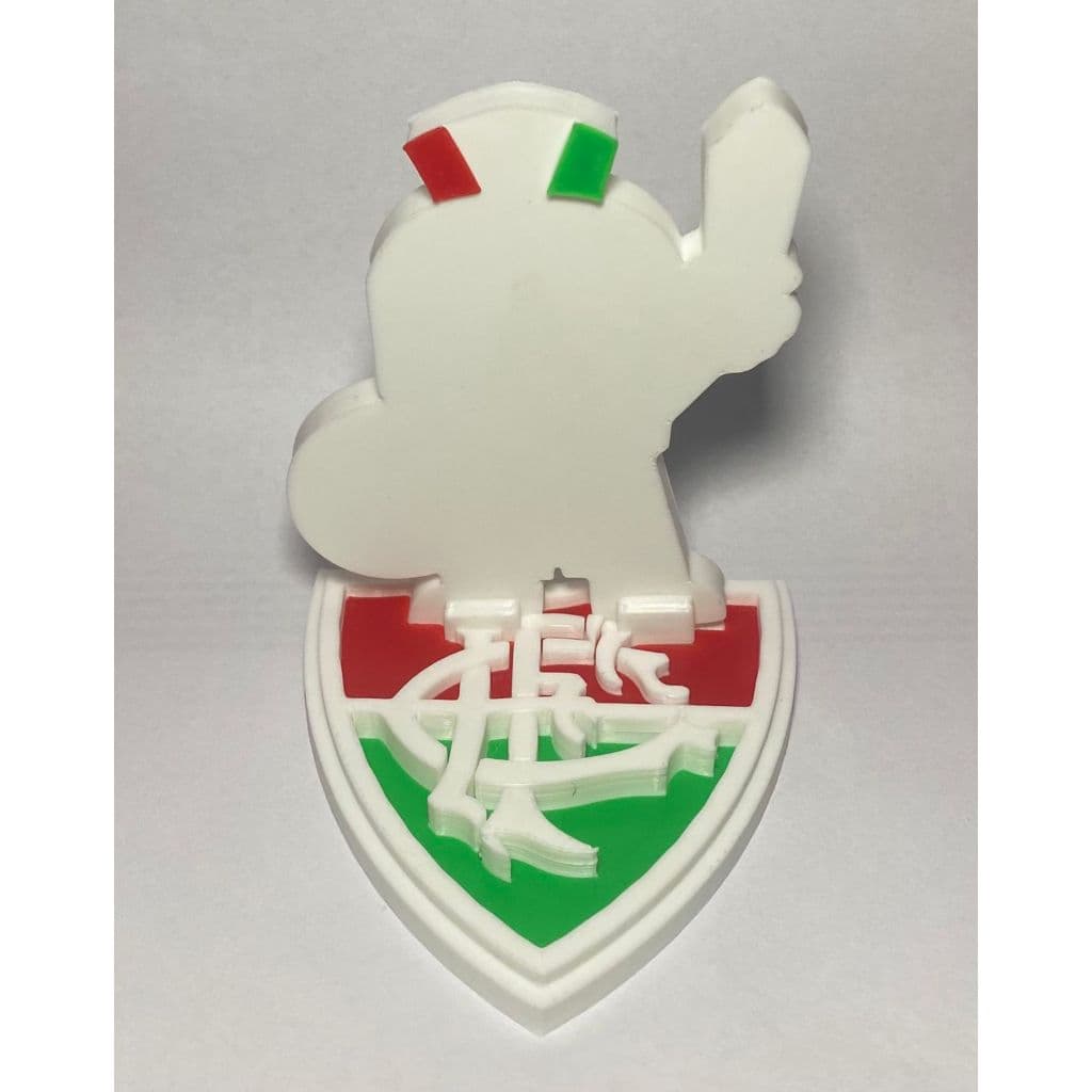 Escudo Fluminense 3D com Mascote – Decoração Torcida Tricolor Boneco Guerreiro Escudo Decorativo