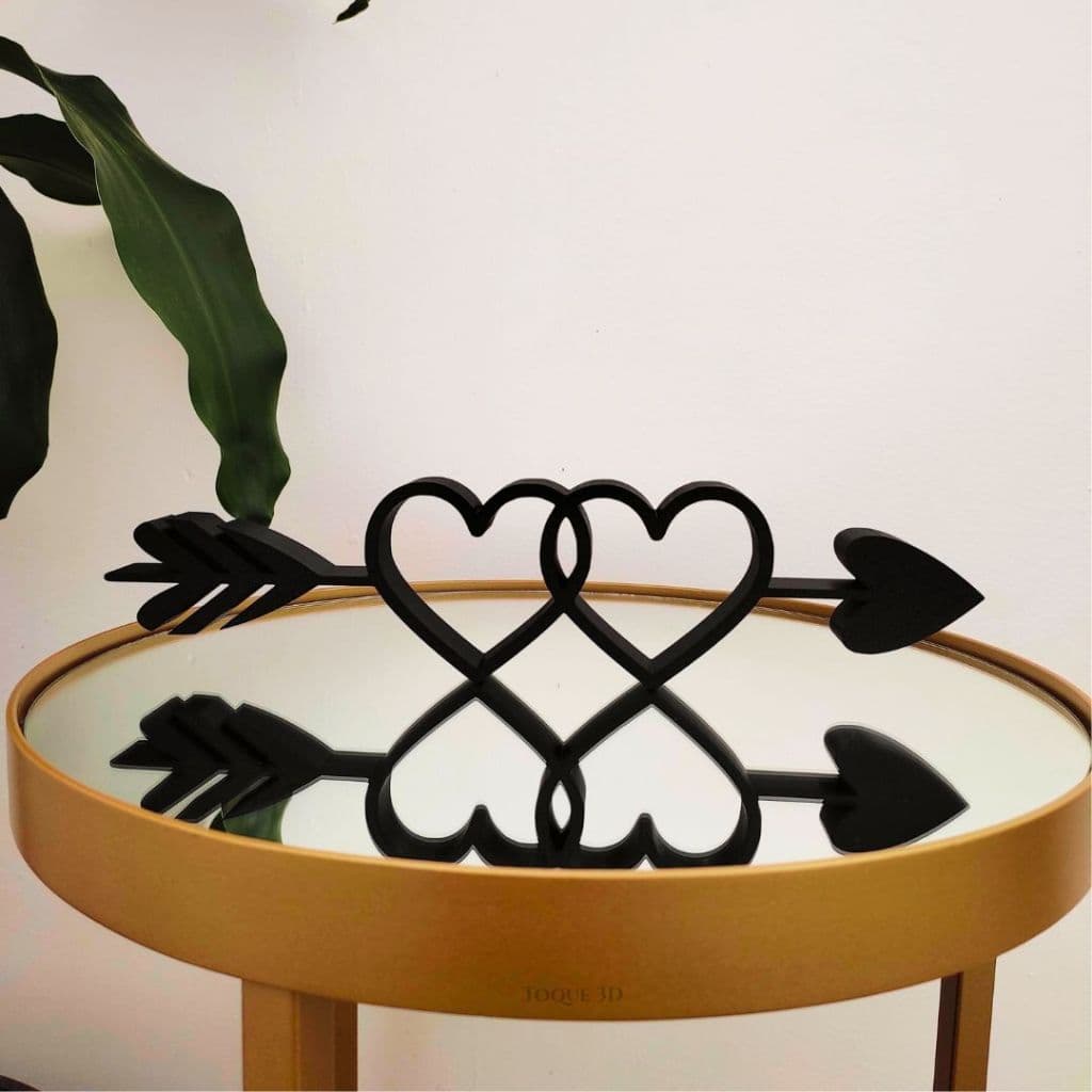 Estatueta Flecha do Cupido Coração 30cm - Decoração Casal Amor Eterno Enfeite para Mesa Quarto
