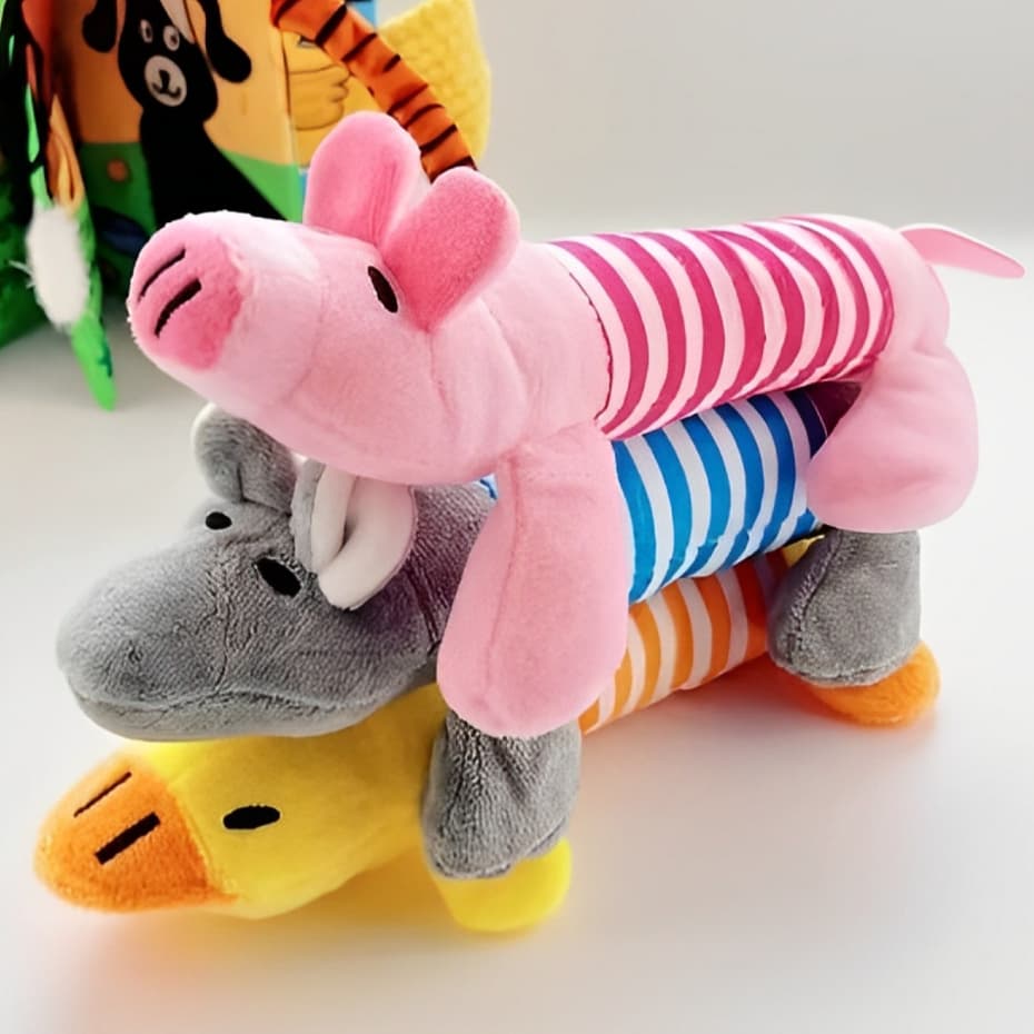 Brinquedo Pet De Pelúcia Para Cães E Gatos Com Apito Mordedor Interativo Divertido Macio E Colorido