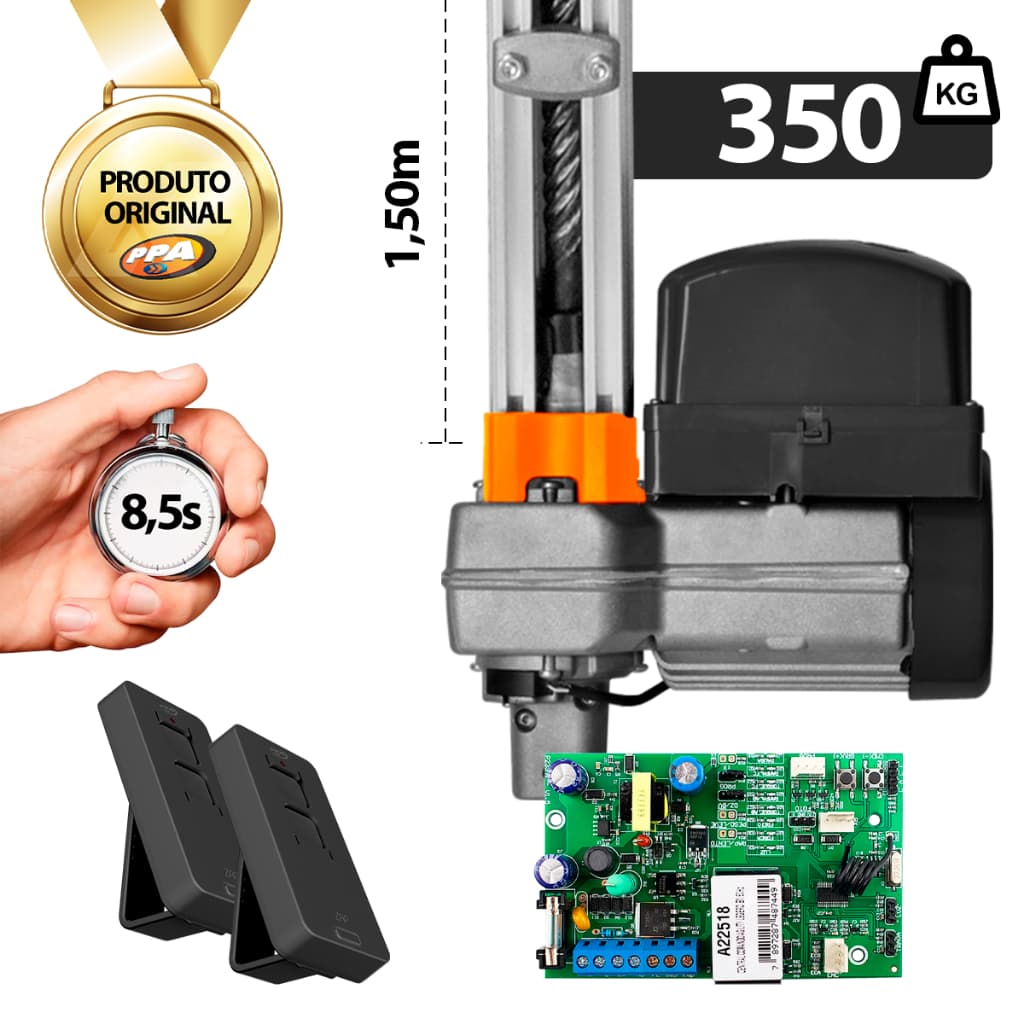 Kit Automatizador Portão BV Potenza Legero 1/3hp 350kg 1,5m PPA