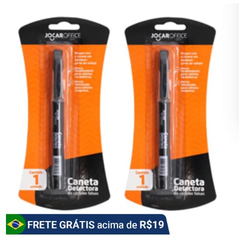 KIT COM DUAS CANETAS DETECTORAS  DE DINHEIRO CÉDULAS FALSAS JOCAR OFFICE