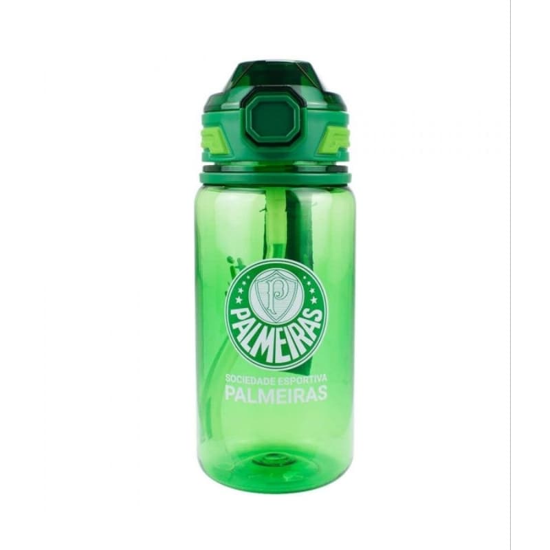Garrafa Plástico Com Canudo 650ml - Palmeiras