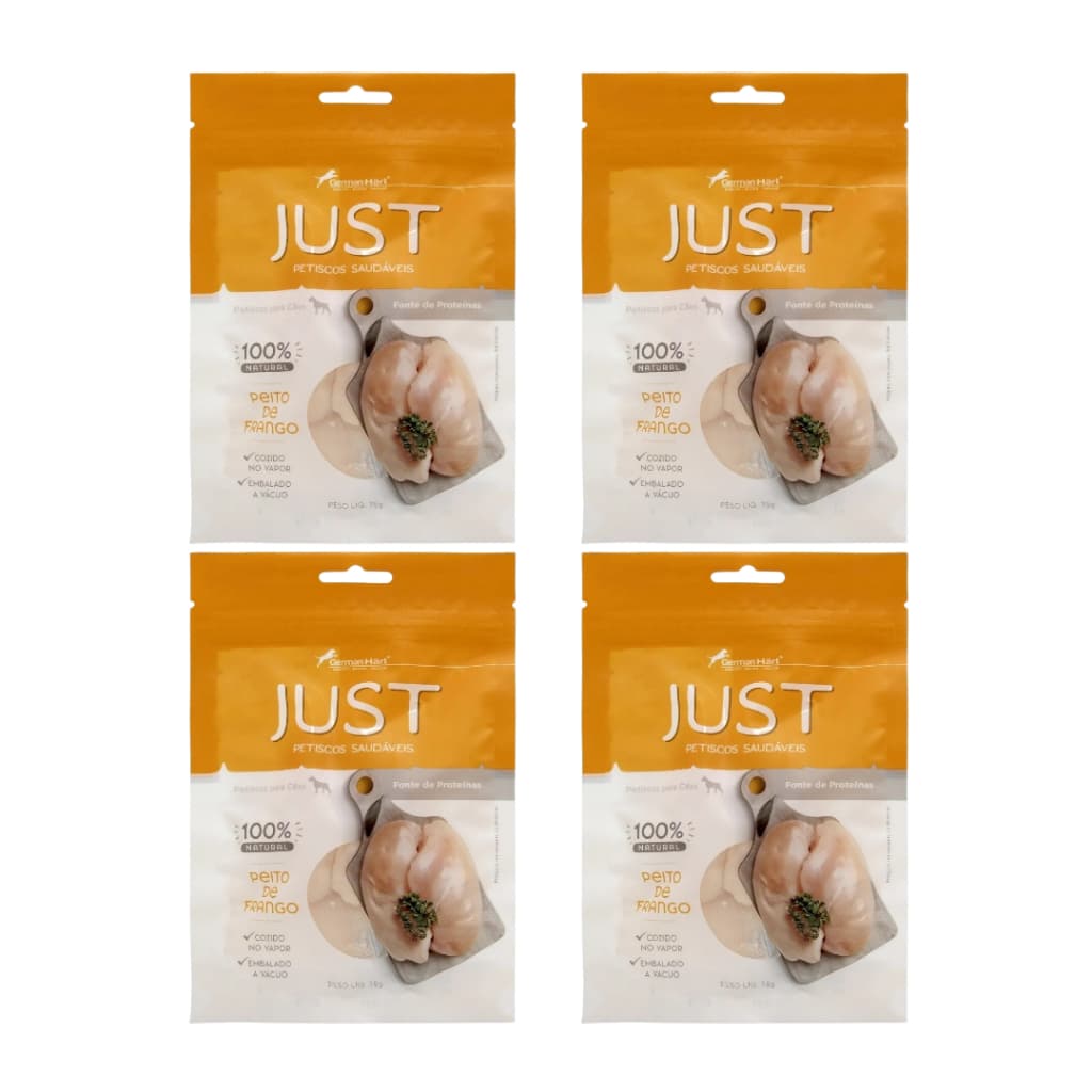 Kit 4 Petisco Para Cães E Gatos Just Steak Frango 55g