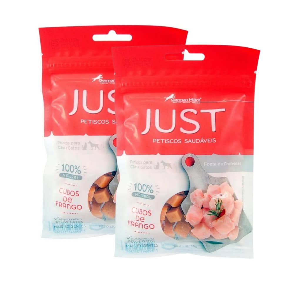 Kit 2 Petisco P/ Cães E Gatos Just Cubos De Frango 55g