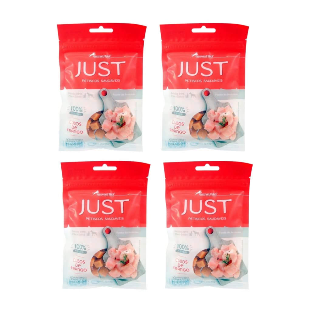 Kit 4 Petisco P/ Cães E Gatos Just Cubos De Frango 55g