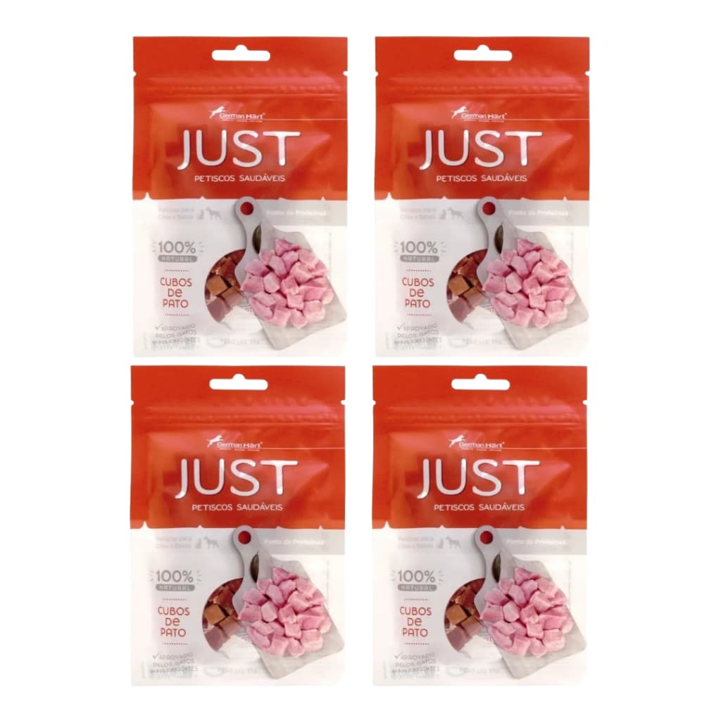 Kit 4 Petisco P/ Cães E Gatos Just Cubos De Pato 55g