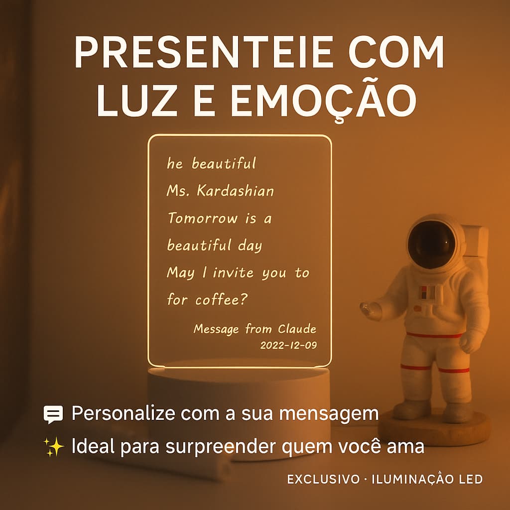 Luminária LED de Mesa com Quadro Acrílico Escrever Apagável USB Anotações Criativas Decoração