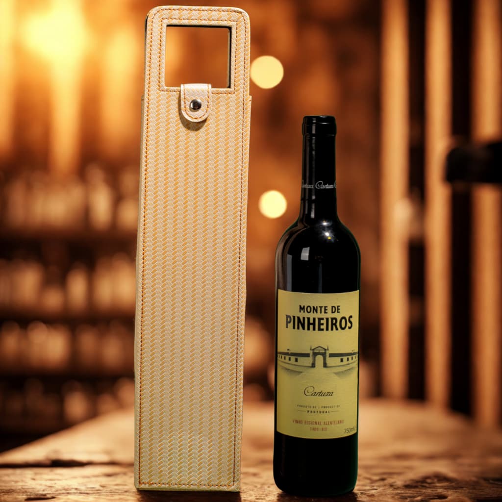 Bolsa Porta Vinho em Couro Sintético para Garrafa Wine Bag Case Presente