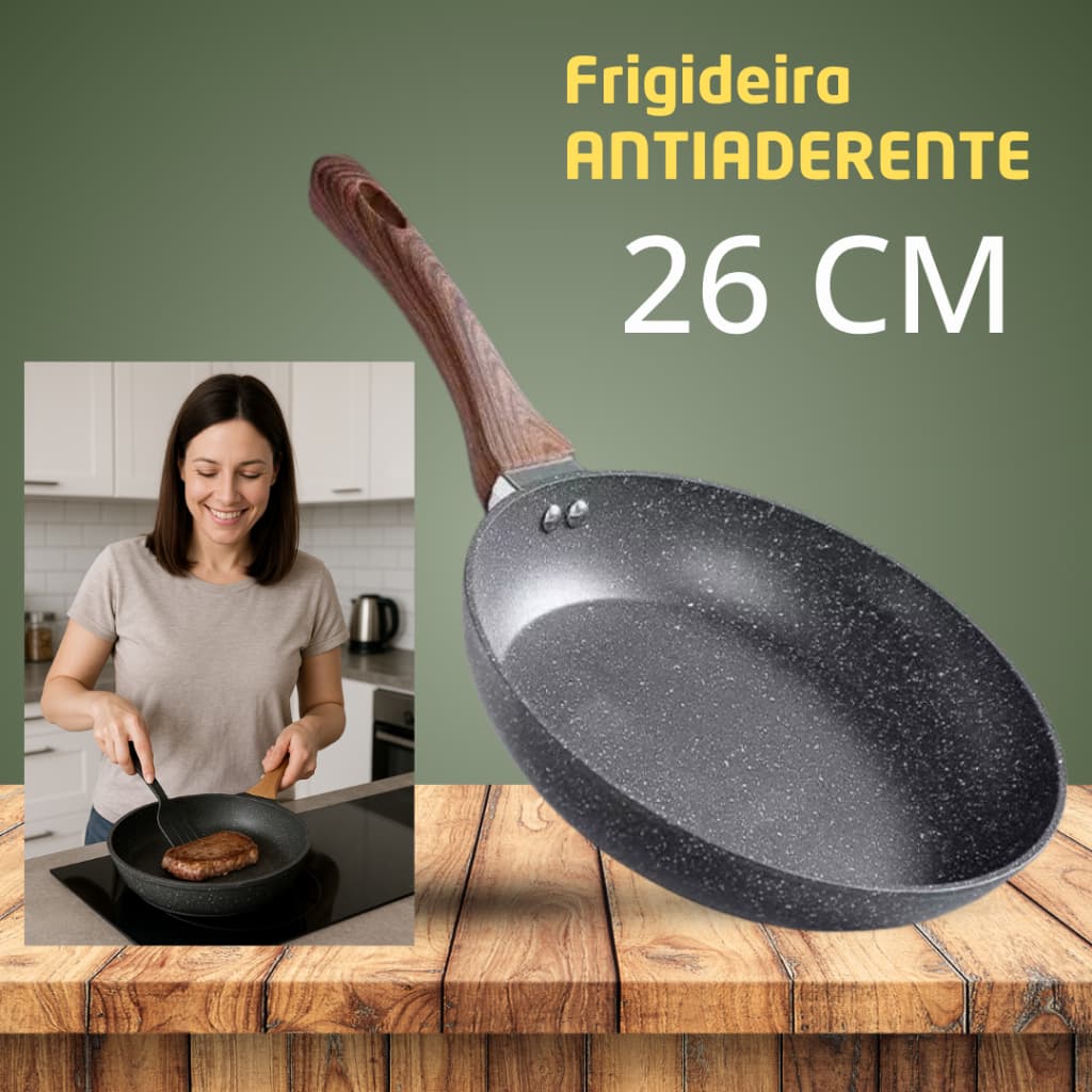 Panela Frigideira De Indução Cerâmica Antiaderente Reforçada Com Cabo Ergonômico
