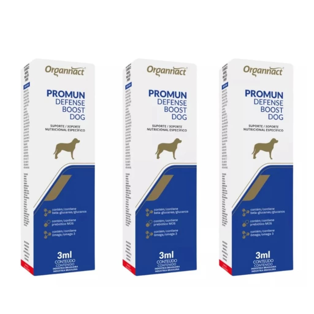 Kit Com 3un Promun Defense Boost Dog Suplemento Imunidade 3ml