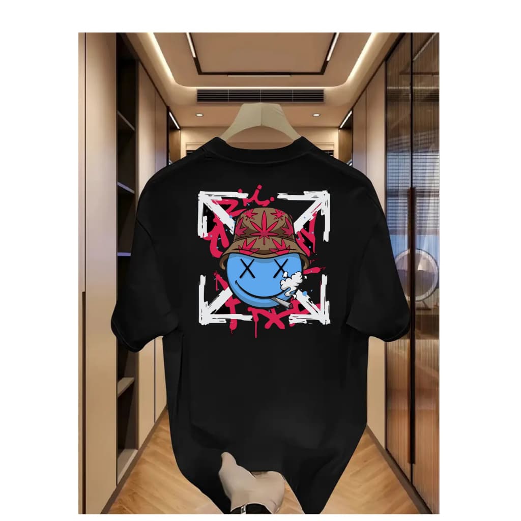 Camiseta Algodão Premium Streetwear Casual Basica Smile azul Olho X