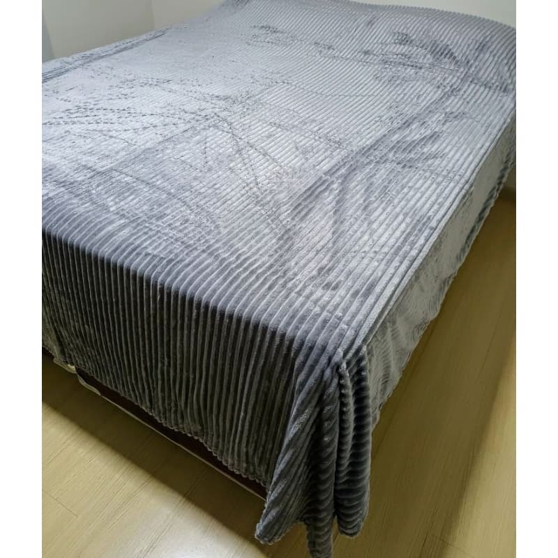 Manta Requinte Microfibra Canelada Queen 2,20x2,40 Cor Cinza - Uzoo