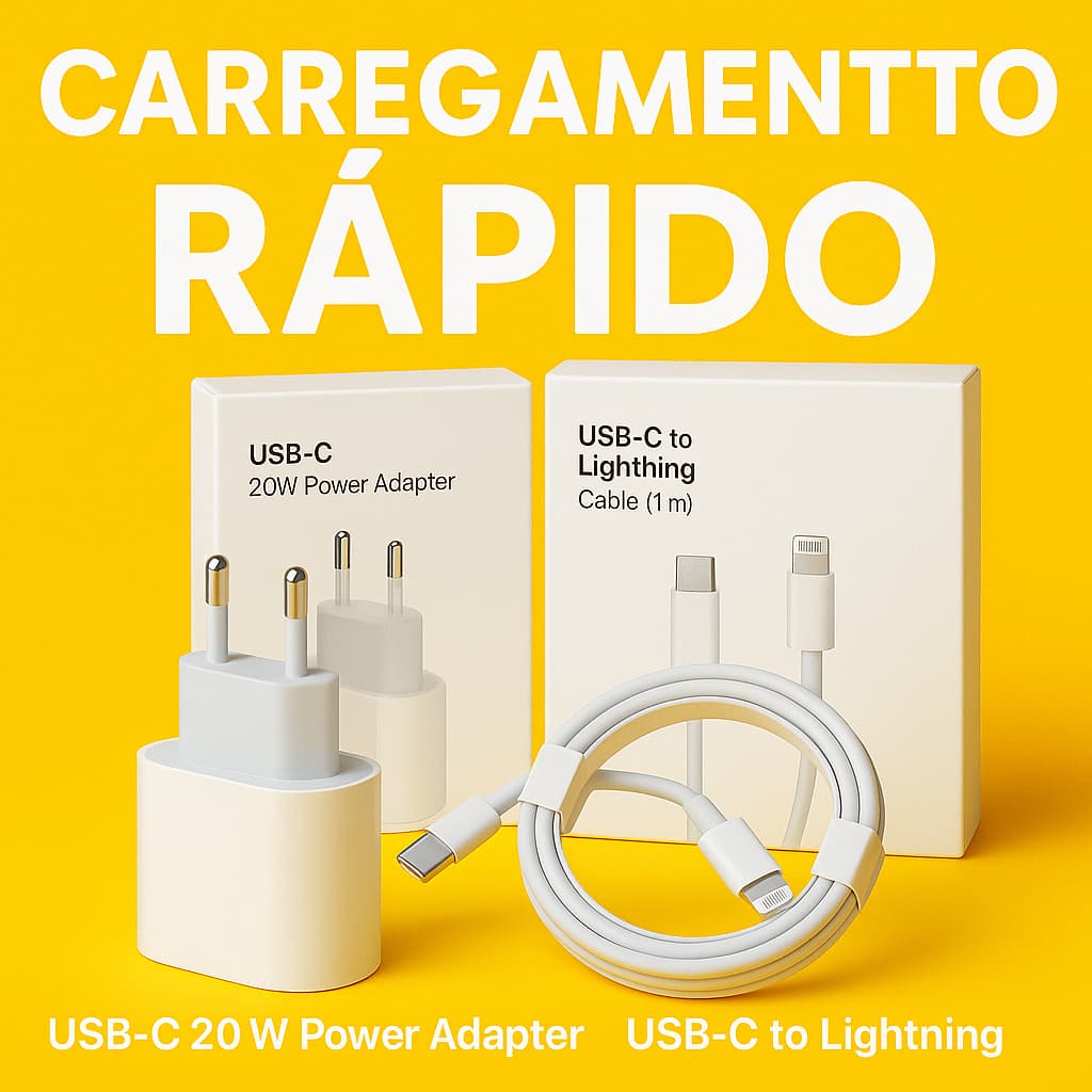 Kit Carregador iPhone Cabo+Fonte XR,11,12,13,14 LACRADO