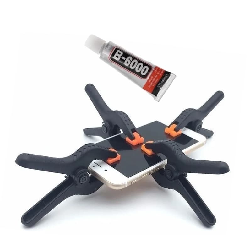 kit Cola + 4 Presilha Grampo Fixador Prendedor Para Colar Tela Touch Display Celular iPhone