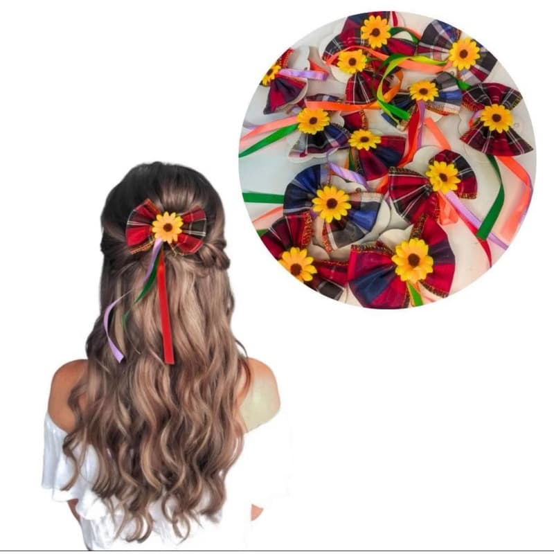 Laço de cabelo para Festa Junina
