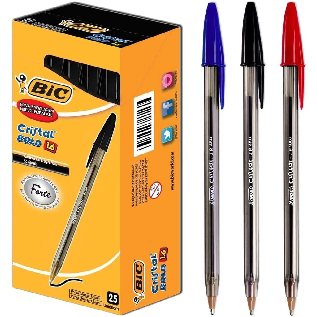 Caneta Esferográfica Bic Cristal Bold 1.6mm Grossa