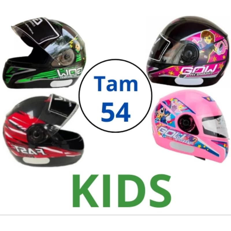 Capacete Infantil (Criança) Fechado Feminino e Masculino Gow