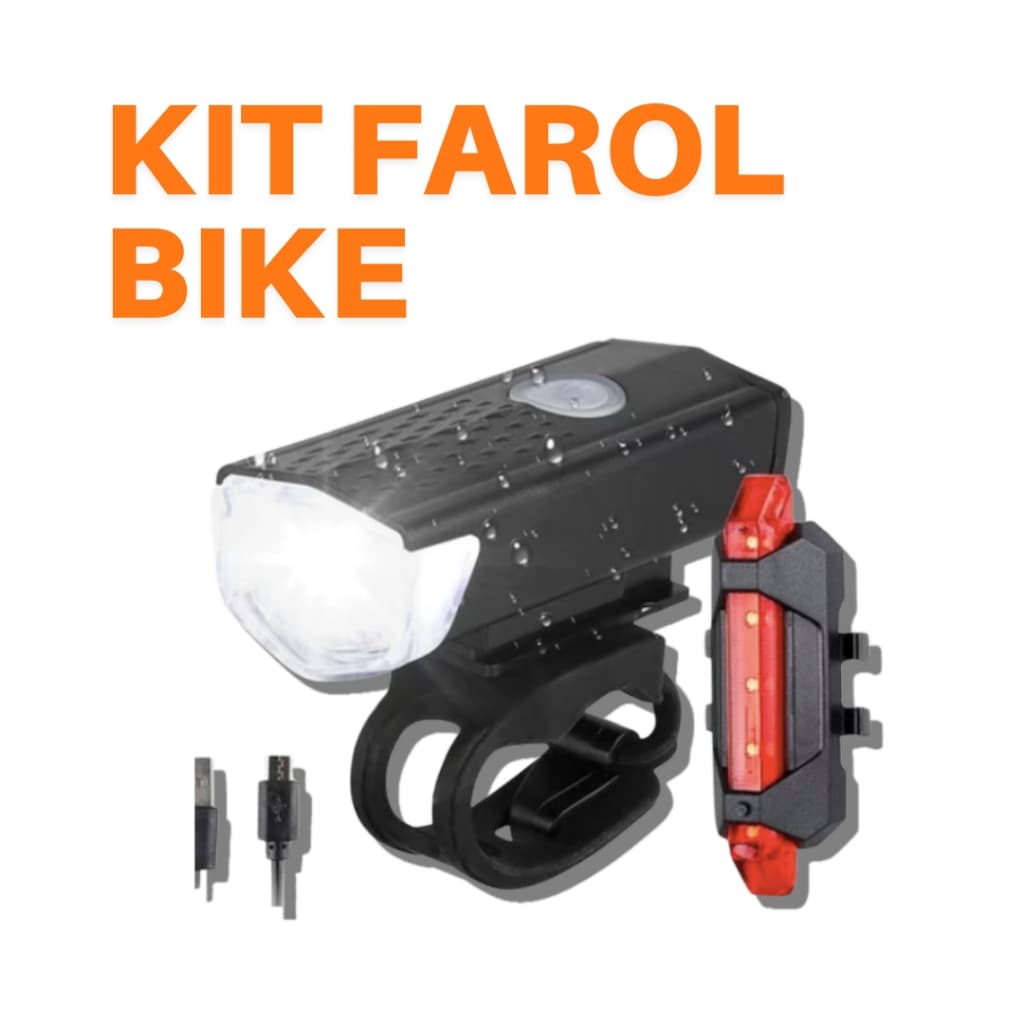Kit Ciclista Farol Dianteiro e Lanterna Sinalizador Traseiro Para Bike Recarregavél À Prova D'Água