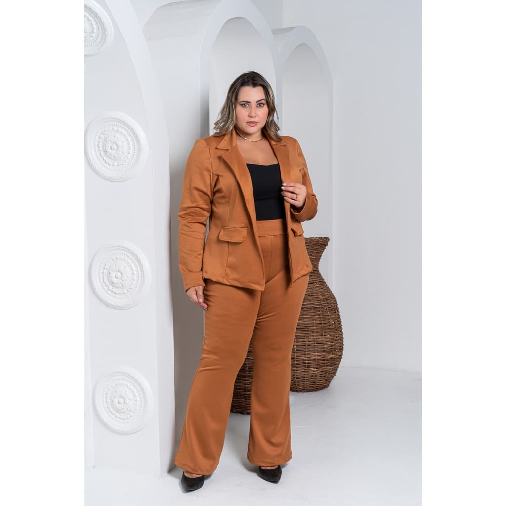 Conjunto Blazer Feminino Plus Size (Calça + Blazer) Tecido Ponto Roma