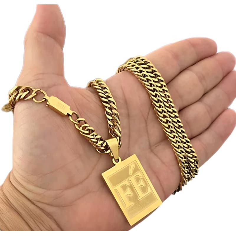 Corrente Masculina Grossa 70cm + Pingente da Fé Banhado a Ouro 18k