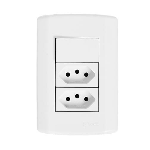 Interruptor Tecla Paralela + Tomada 10a + Tomada 20a Pluzie