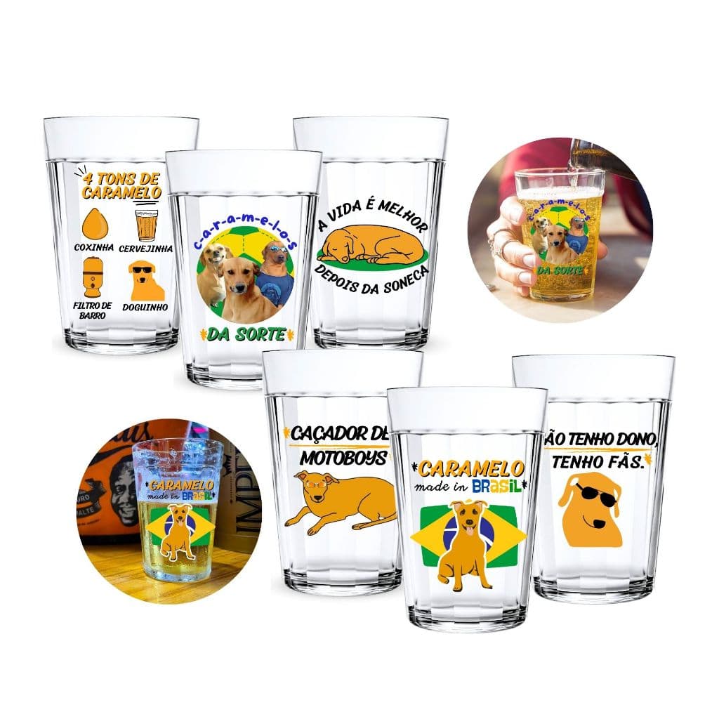 6 Copos Americanos Vidro 190ml Cachorro Caramelo Boteco Brasil Meme Frases Presente Engraçado