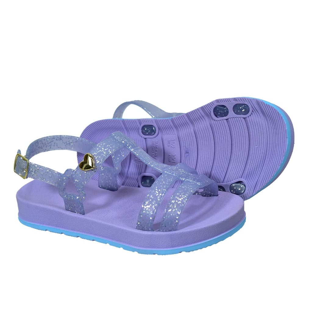 Sandália Papete Infantil Menina Jujuba Glitter Coração Dourado Modinha Confortavel ENVIO IMEDIATO
