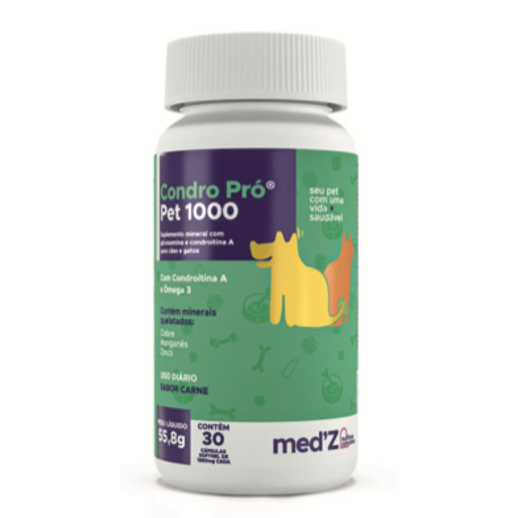 Condro Pró Pet 1000 - Suplemento para Articulação e Cartilagem Condroitina e Vitaminas Concentradas