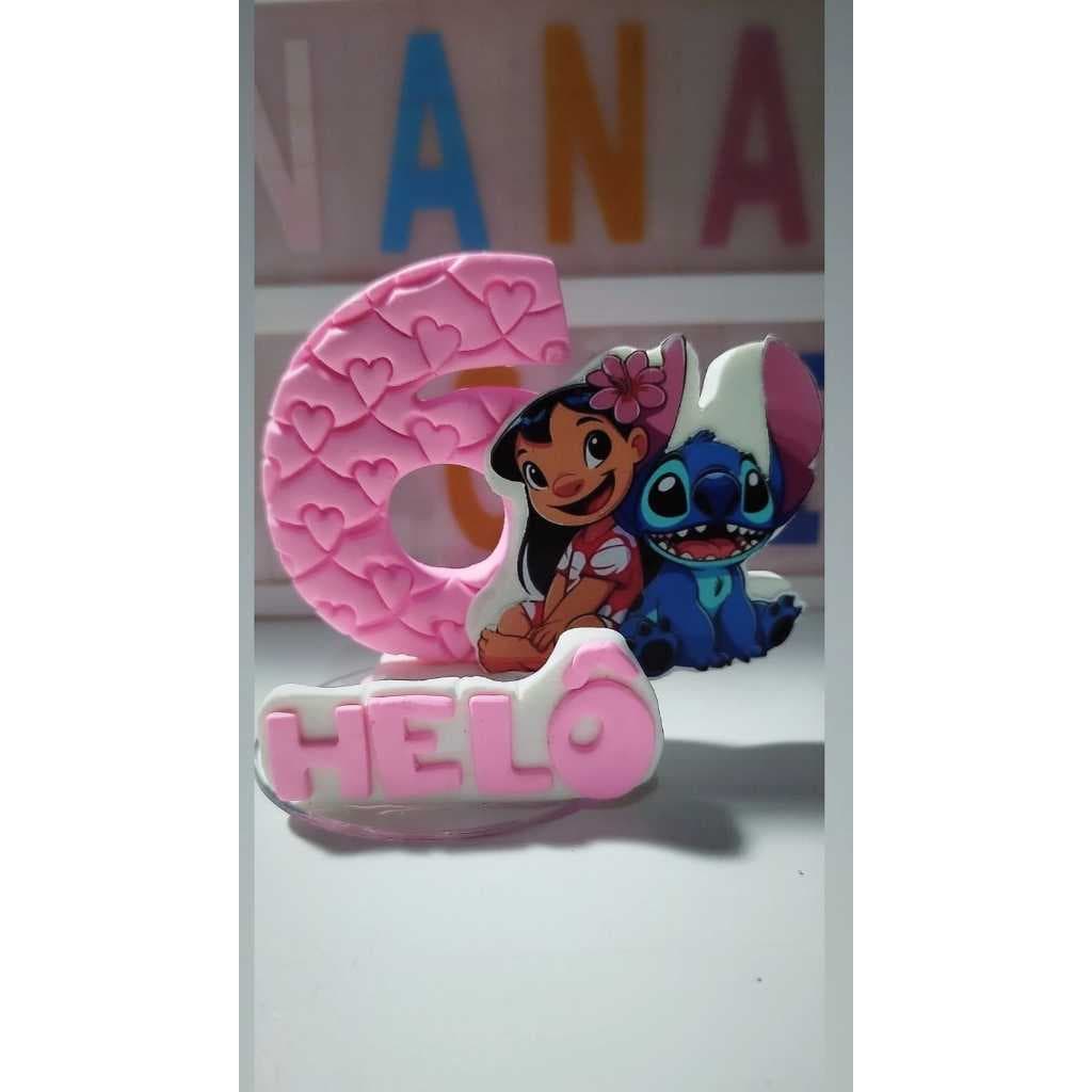 Vela personalizada em biscuit lilo e stitch