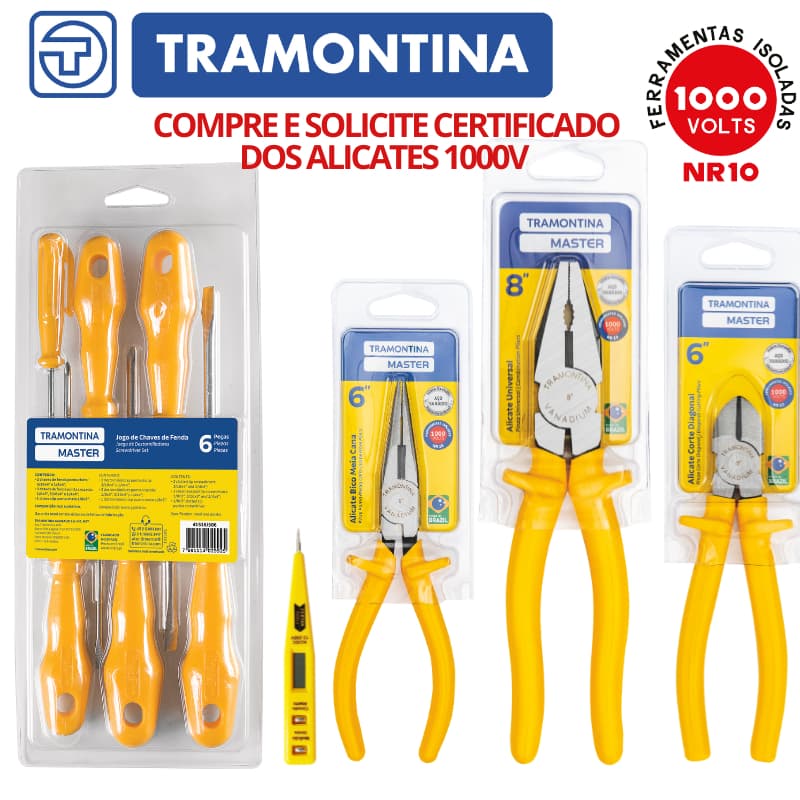 Kit Ferramentas Eletricista Tramontina 1000v - 10 Peças