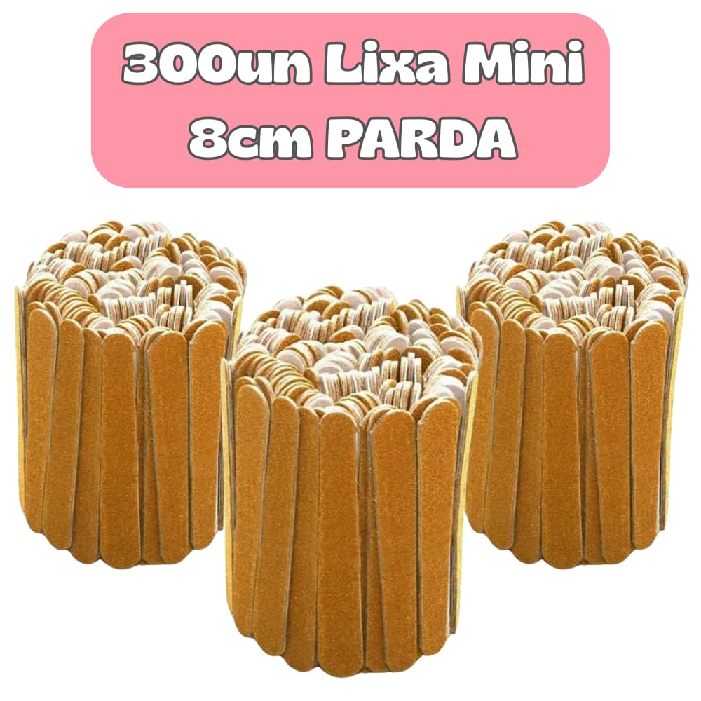 300Un Lixa de Unha Mini 8cm PARDA Descartável para Manicure Pedicure Estética Salão de Beleza Spá