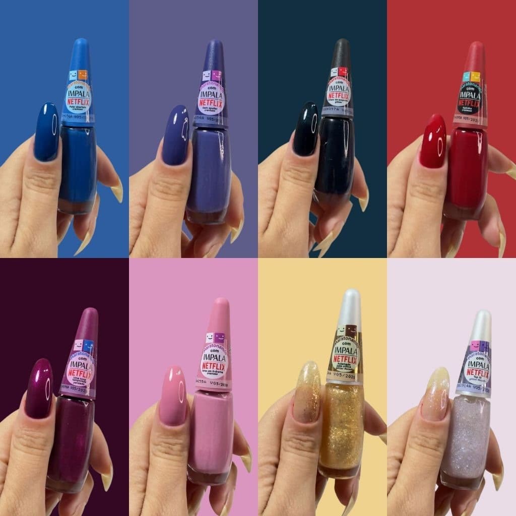 Kit 8 Esmaltes Impala Maratonando Com Netflix Nova Coleção de Esmaltes Impala