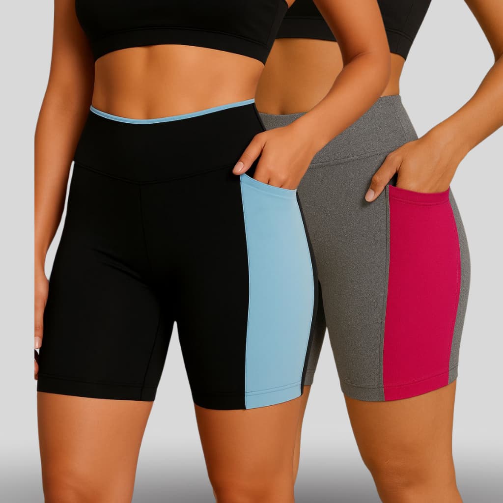Kit 2 Shorts Feminino Cores Sortidas Bolso Nas laterais A1