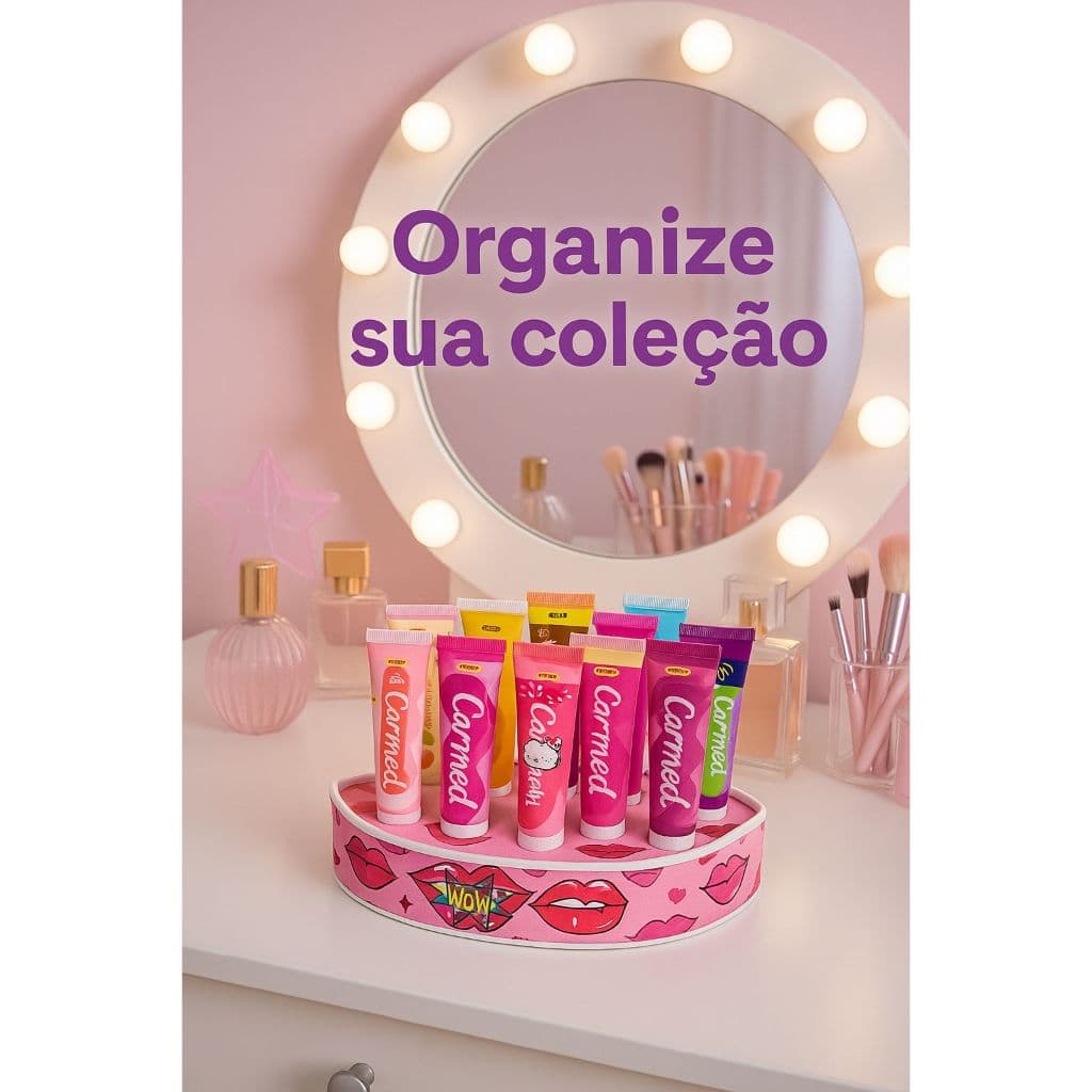 Organizador Coleção Porta Carmed Suporte hidratante labial tipo gloss até 12 unidades - Rosa Lips