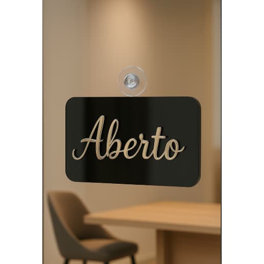 Placa Identificação loja porta aberto fechado clientes horário atendimento consultório salão acrilico nylon ventosa