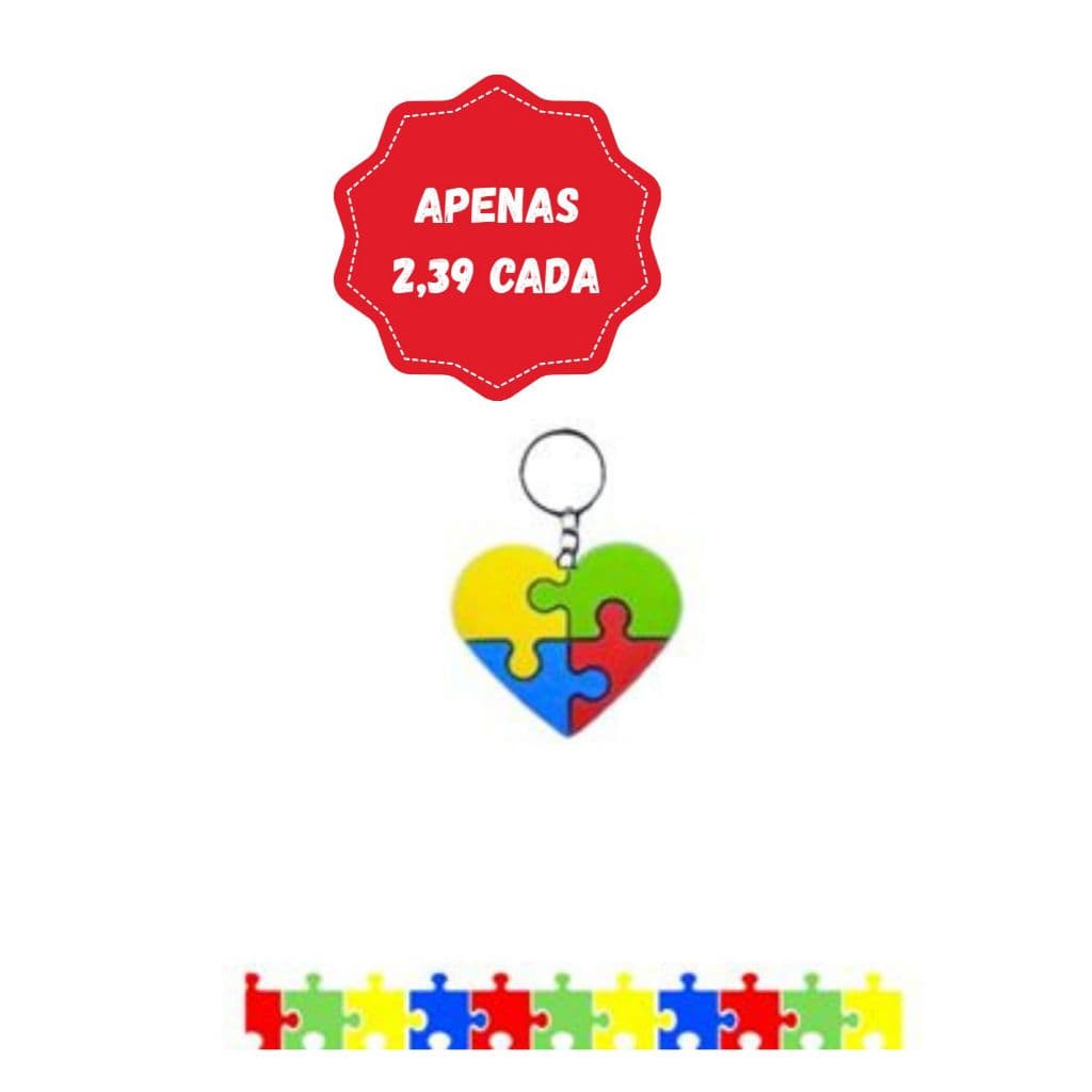 20 Chaveiros Coração autismo emborrachado 20 peças lembrancinha aniversario papelaria presente menino menina chaveiro