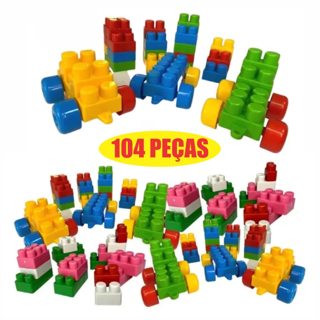 Blocos De Montar 65/104 Peças Pecinhas Encaixe Brinquedo Educativo
