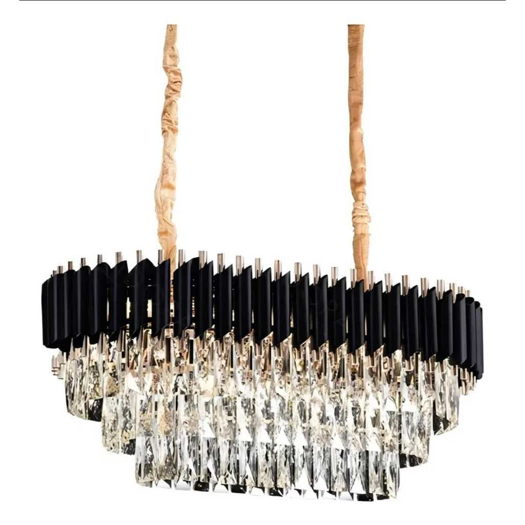 LUSTRE PENDENTE CRISTAL RETANGULAR LUXO 75x35 cm  110V/220V LANÇAMENTO
