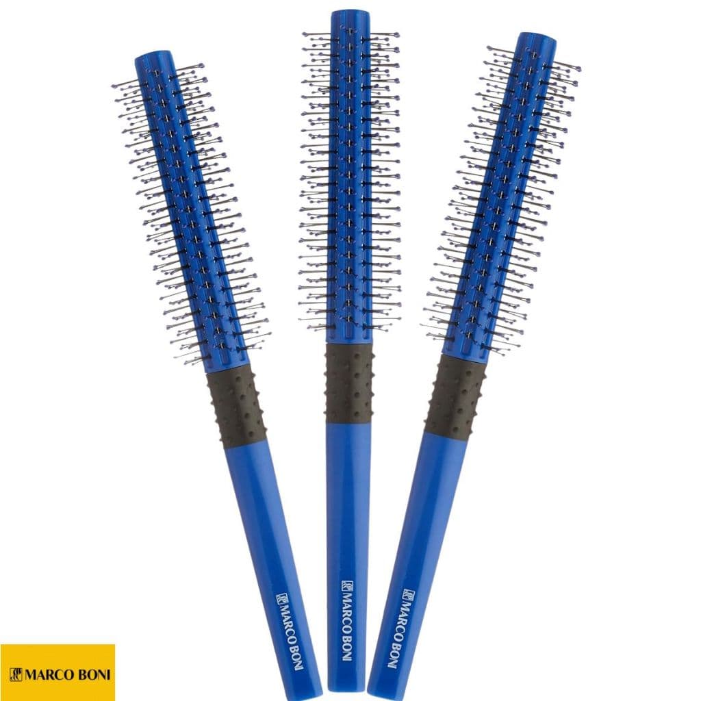 Kit 3 Escova De Cabelo Marco Boni Cilíndrica Com Cerdas em V - Azul