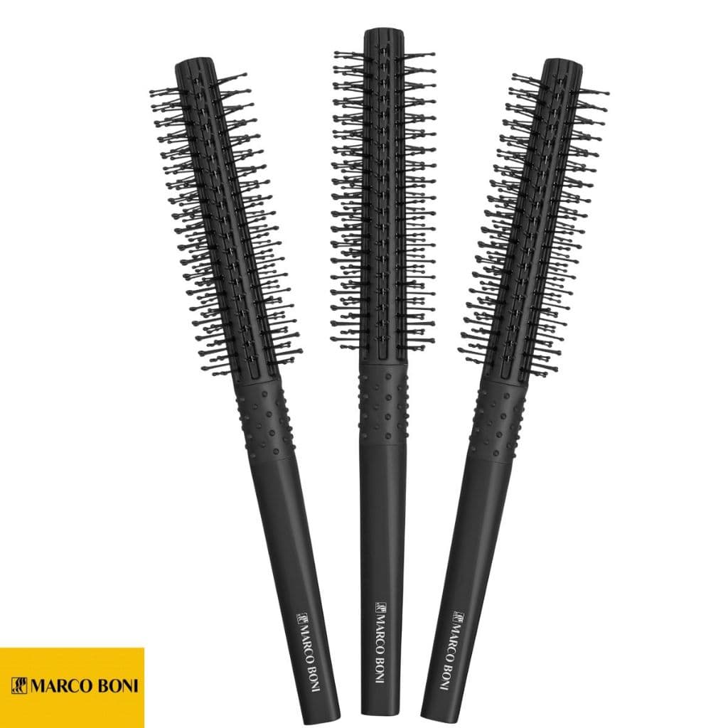 Kit 3 Escova De Cabelo Marco Boni Cilíndrica Com Cerdas em V - Preto