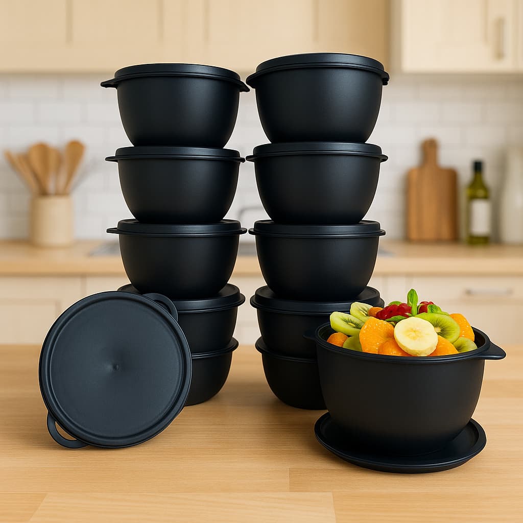 Kit Potes Herméticos 1 Litro Redondos Plástico Bowl Boll Para Cozinha