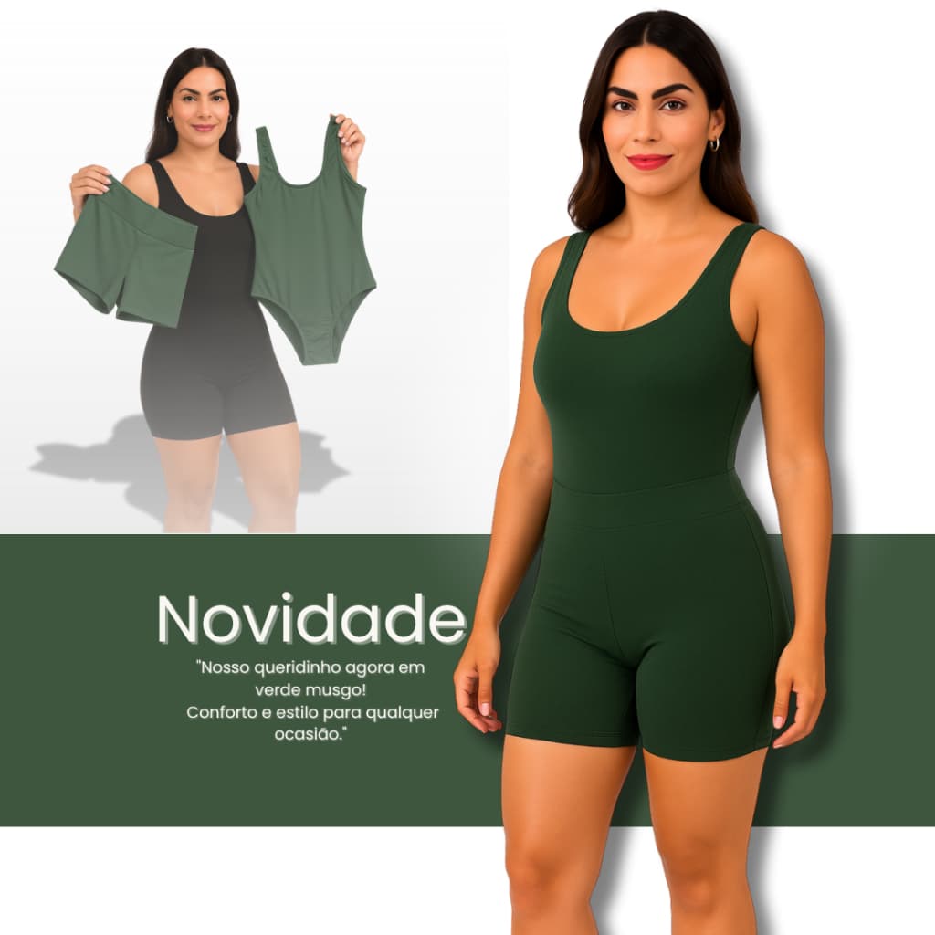 Kit Praia Feminino com Maiô Suplex Forrado e Short – Sem Bojo P ao GG