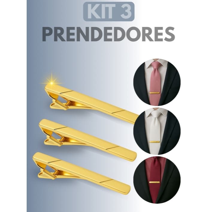 Conjunto de Prendedores de Gravata em Metal: Opções de 3 Peças, 6cm Promoção