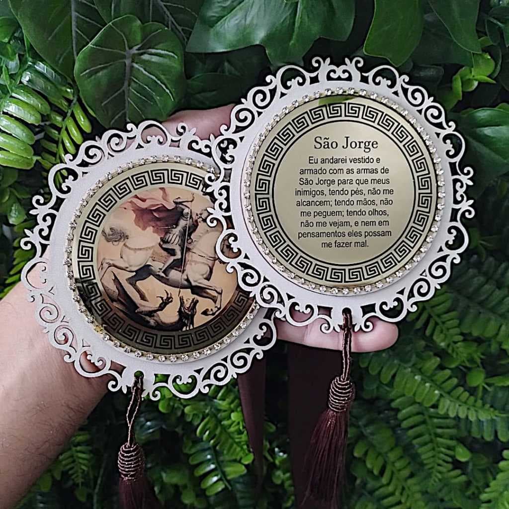 Escapulário De São Jorge Mdf Acrílico Item Decorativo Para O Lar Espelhado