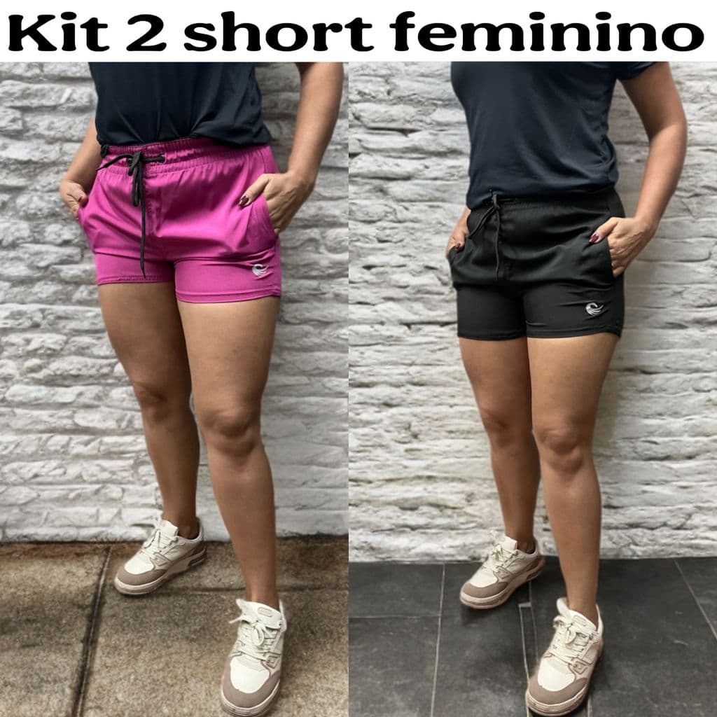 kit 2 Shorts Feminino treino academia tactel elastano moda praia