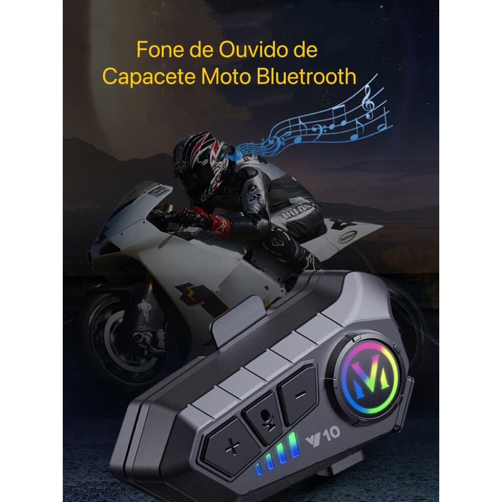 Fone de Ouvido de Capacete Moto Bluetrooth Controle De Voz
