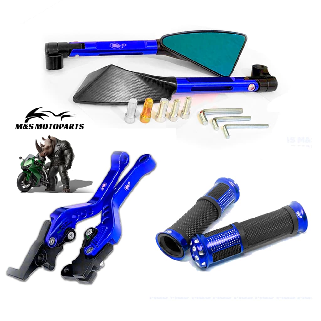 Kit Manete Esportivo CBX200/ CBX250/ CB300 + Retrovisor Tomok 3 Pontas + Manopla Universal P/ Moto