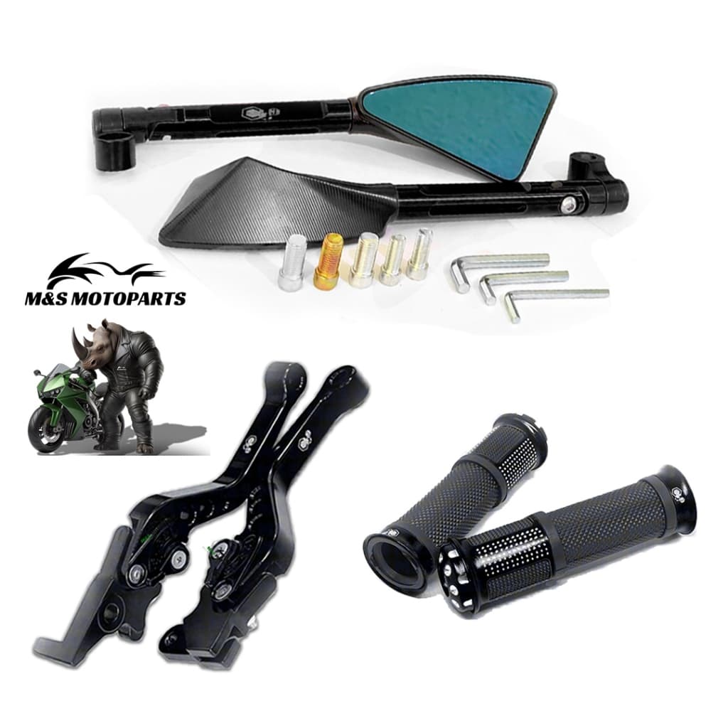 Kit Manete Esportivo FAZER 150 E 250 Lander Tenere +Retrovisor Tomok 3 Pontas Manopla Universal Moto